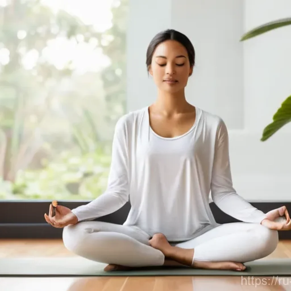 한의사와 스트레스 관리 - **Prompt 1: Tranquil Morning Meditation in a Modern Sanctuary**
A serene young woman, in her lat...