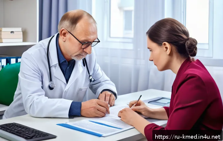 한의사 전공별 전문화 방법 - A professional homeopath in a modern clinic setting, attentively listening to a middle-aged Russian ...